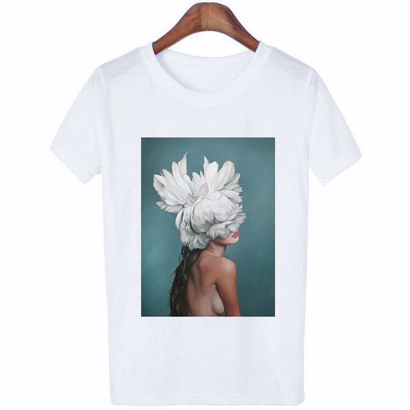 Personalized Art Girl Print Casual T-shirt