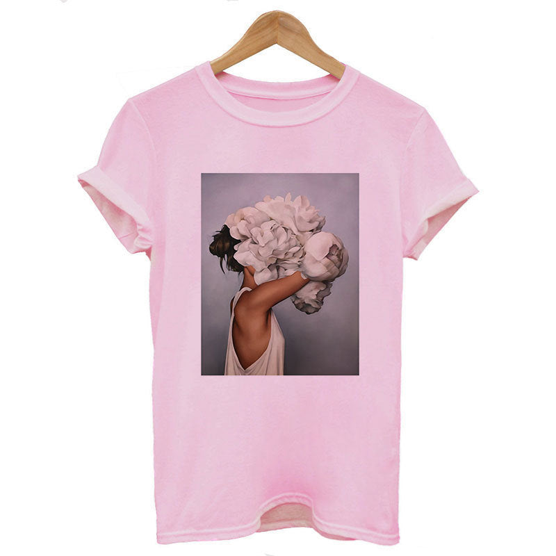 Personalized Art Girl Print Casual T-shirt