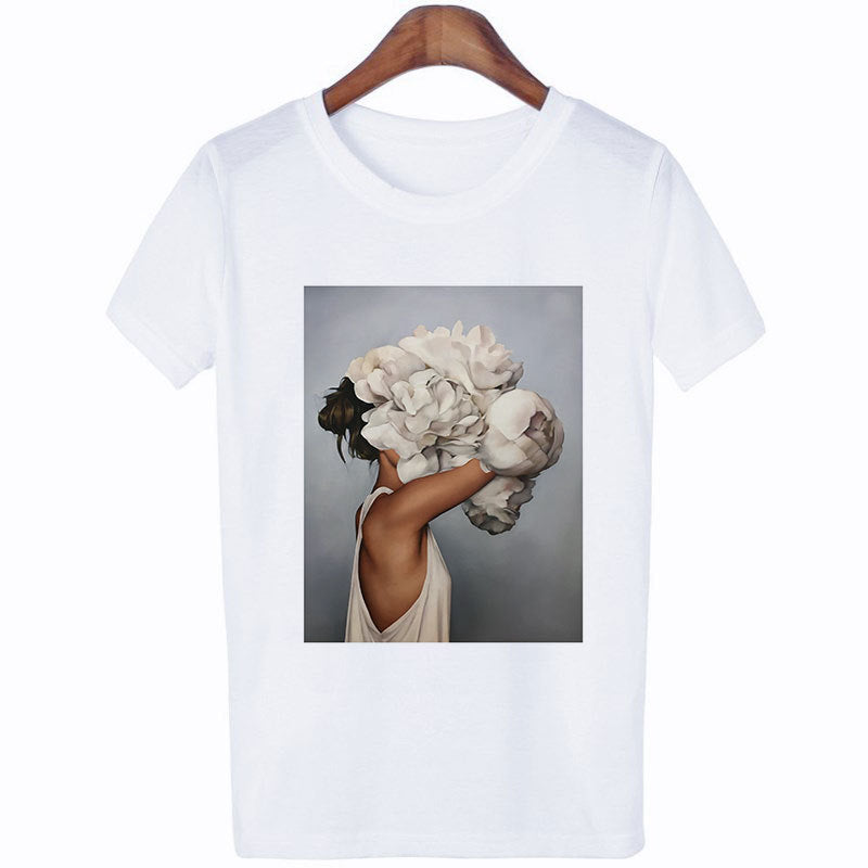 Personalized Art Girl Print Casual T-shirt