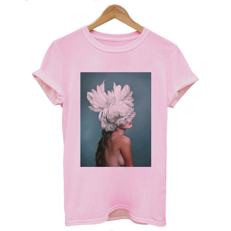 Personalized Art Girl Print Casual T-shirt
